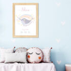 affiche naissance personnalisable narval licorne ambiance chambre enfant